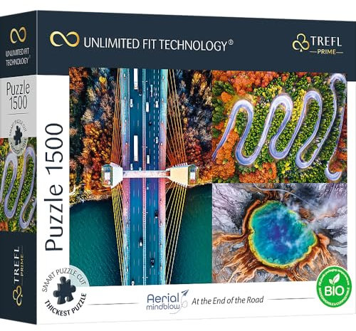 Trefl Prime - UFT - Puzzle Aerial Mindblow: at The End of The Road - 1500 Elemente, dickster Karton, Bio, ECO, Luftlandschaft, Collage, Unterhaltung für Erwachsene und Kinder ab 12 Jahren