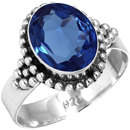Jeweloporium Türkis, Bernstein, Amethyst, Lapis, ovaler handgefertigter Ring aus echtem 925er Sterlingsilber, Boho-Schmuck aus natürlichem Edelstein für Frauen