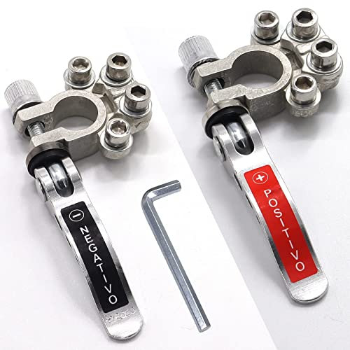 2PCS Battery Terminal Connectors, 4 way Positive Negative Battery Clamp car Terminals Connector, Leisure Battery Terminals for Cars, Trucks, Ships