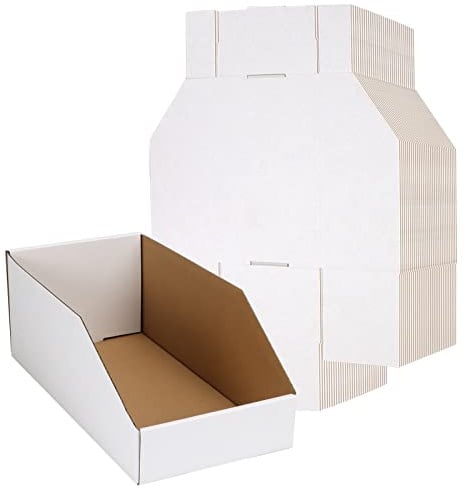 EXYGLO Cardboard Boxes, Pack of 35 Corrugated Storage Bins 12x6x4.5 inch Pantry Organizer Bins for Shelves Garage Office Organization