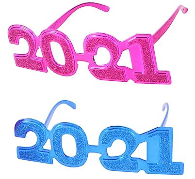 jojofuny 2st 2020 Brillen Lustiges Kostümzubehör Kostüm Cosplay Brillen Urlaubsneuheit Sonnenbrille Blaues Glasdekor 2020 Blinkende Brille 2020 Neujahrssonnenbrille Silvester Geschenk Kind