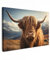 MuchoWow© Wandbilder Groß 120x80 cm XXL Schlafzimmer Home Deko Wohnung Bild Wohnzimmer Fotoleinwand Wand Bilder Leinwand Wall Decor Schottische Hochlandrind - Kuh - Hörner - Berge - Landschaft