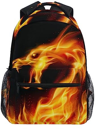 Aotximlat Green Flame Dragon Rucksack für Jungen Mädchen Grundschule Büchertasche Rucksack 20241444, Feuerdrache, One size