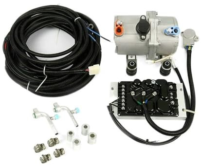 Juego de compresor eléctrico de 12V y 24V for aire acondicionado de CA, coche, camión, autobús, barco, Tractor, tienda, aire acondicionado for automóvil (Color : 12 voltage)