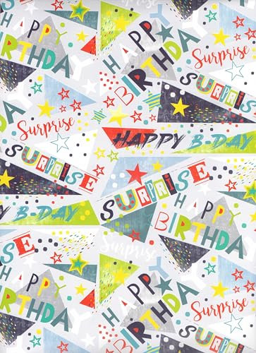 ARKRAFT Geschenkpapier Set 3 Bögen XXL 90 x 65 cm Verpackung plastikfrei FSC Papier Geburtstag (18-9327)