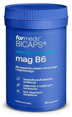 ForMeds - Bicaps Mag B6 - Magnesium - Vitamin B6 - Stress - Nervosität - Müdigkeit - 2 Kapseln pro Tag - 60 Kapseln