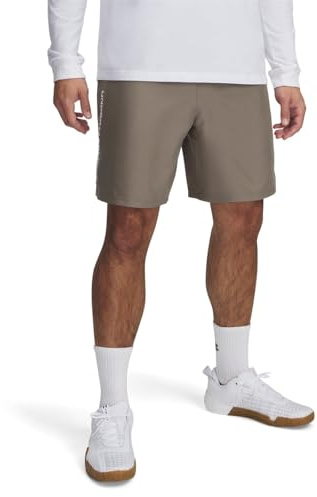 Under Armour Herren UA Tech™ Woven Wordmark Shorts, Taupe Dusk/Weiß, L