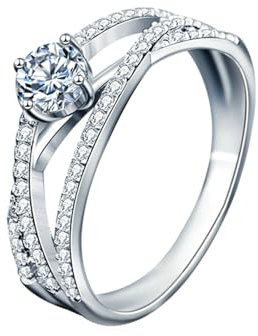 Gualiy Verlobungsring Weißgold 750, 18 Karat Eheringe Silber Damen Infinity Ring mit Labor Diamant 0.5ct Ringe Größe 49