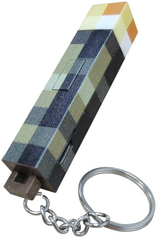 HLMNAKE Portachiavi a forma di torcia Pixel con illuminazione, ciondolo 6,5 cm, modello da gioco con cavo e portachiavi, da portare con sé con sé con chiave appassionata di gioco, multicolore, 6.5cm