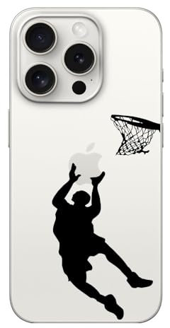 Blingy's Schutzhülle für iPhone 15 Pro, lustiges Basketballspieler-Muster, cooles Sport-Design, transparent, weiches TPU, transparent, 15,5 cm (6,1 Zoll) (Basketball)