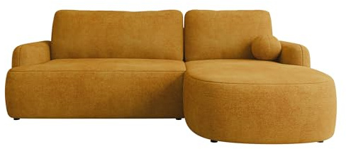 Mirjan24 Ecksofa Loridu für Wohnzimmer mit Schlaffunktion und Bettkasten, Eckcouch, L-Sofa, Polsterecke, abgerundete Kanten (Wave 05, Seite: Rechts)