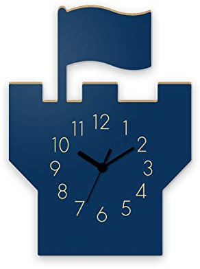 Yourlivingart Wanduhr Turm-Blau, Kinderuhr, Uhr für Kinderzimmer