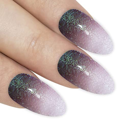 Bling Art False Nails Red Brown Gel Ombre Almond Stiletto Long Fake Tips
