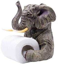 Homezone® Large Elephant Toilet Paper Roll Holder Wall Mountable Toilet Tissue Paper Dispenser Tissue Holder Bathroom Decor - Black Toilet Roll Holder Free Standing Elephant Animal Design