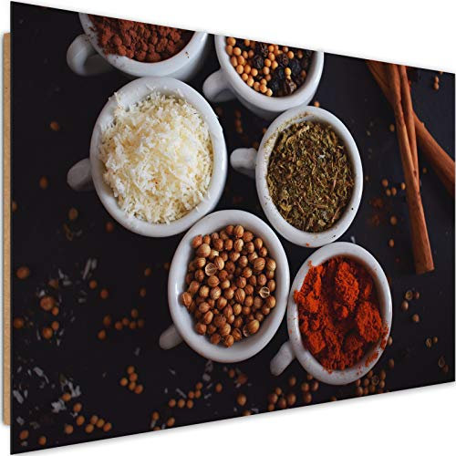 Feeby Wandbild XXL Gewürze und Kräuter Deco Panel Bilder Küche Mehrfarbig 120x80 cm