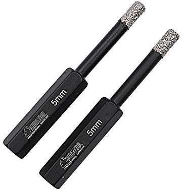 SHDIATOOL Forets à Tige Hexagonale Diamant 2 Pièces 5 mm pour Perçage à sec Marbre Céramique Carreaux Porcelaine