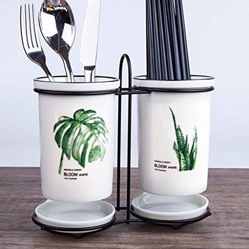 Escurrecubiertos cubertería escurridor Organizador de Cubiertos– Portacubiertos para Cocina o Mesa de Comedor Organizador de cocina para encimera,soporte para cubiertos redondo,De cerámica,Blanco