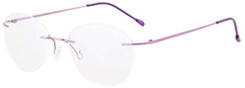 SHINU Damen MR-7 / MR-8 Linsenrahmen Titan Randlose Blaulichtfilter Kundenspezifische kurzsichtige Brille-NS1022(C3,1.61 anti blau-5.75)
