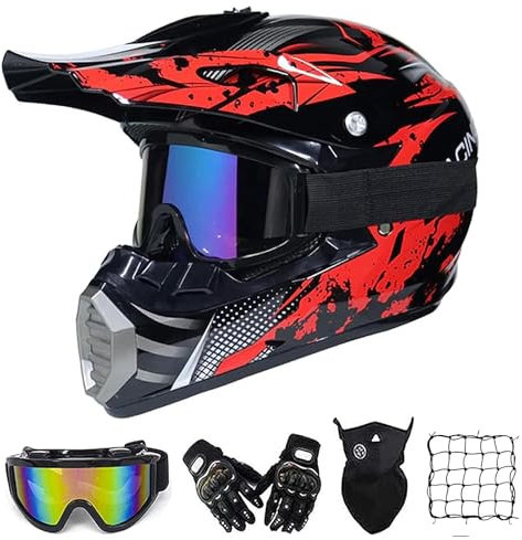 Motorrad Crosshelm Damen Pink Schwarz Helm Motocross Helm Adult Fullface-Helm Motorradhelm Enduro MTB Off Road Downhill Bike Mountainbike BMX ATV Cross-Country mit Abnehmbares Futter,M