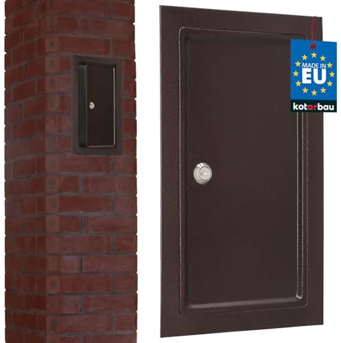 KOTARBAU® Puerta de chimenea de cobre antiguo con escudo térmico para abrir con destornillador o moneda, 155 x 290 mm