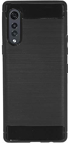 cofi1453® Silikon Hülle Bumper Carbon kompatibel mit LG Velvet Case TPU Soft Handyhülle Cover Schutzhülle Schwarz
