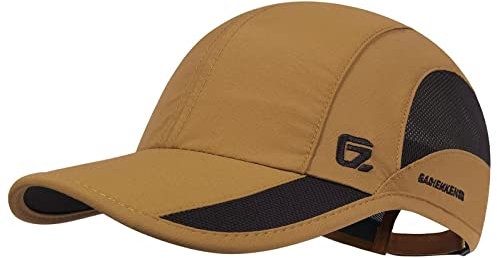 GADIEMKENSD Quick Dry Sports Hat Lightweight Breathable Soft Outdoor Running Cap Baseball Caps for Men (Camel, M)