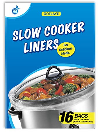 16 Counts Slow Cooker Liners Small Size( 11 x 16 Inch) Kitchen Disposable Cooking Bags Fits 1 to 3 Quarts Safe for Oval or Round Pot (16)