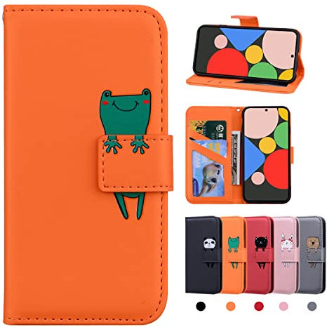 Rostsant Coque en Cuir pour Google Pixel 6a - Etui Portefeuille Magnétique avec Housse de Protection - Orange Grenouille