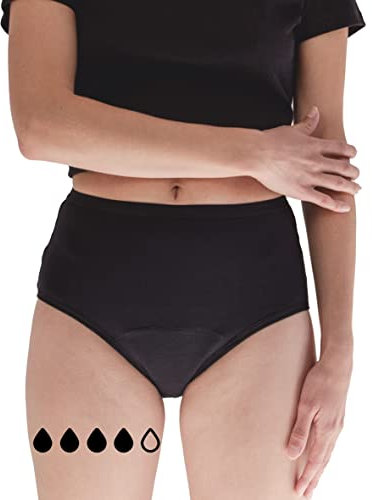 MYLILY® Perioden Unterwäsche High Waist schwarz I Starker Schutz I Bio-Baumwolle I Periodenunterwäsche auslaufsicher I Nachhaltig & waschbar I Inkontinenz I Schwangerschaft & Wochenbett geeignet (S)