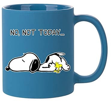 Giftme No Not Today Snoopy Dog Birthday, Christmas, Secret Santa Stocking Filler Coffee Tea Mug 11oz Full Coloured Frosted Ceramic Mug. (Light Blue)