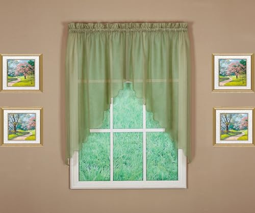 Today's Curtain Emelia Original Voile Swag Pair 38, Dusty Leaf, 60 W x 38 L