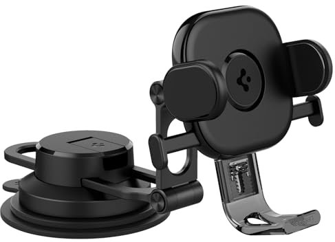 Spigen OneTap Universal Handyhalterung Auto 【Upgraded Two-Joint System】 KFZ Handy Halterung Armaturenbrett und Windschutzscheibe, Kompatibel mit iPhone, Samsung, Pixel und andere Smartphone bis 8 Zoll