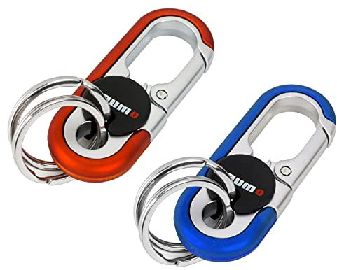Qiyiche 2 Stück Schlüsselanhänger Karabiner, Auto Schlüsselanhänger mit 4 Schlüsselring, Rostfreier Stahl Schlüsselkarabina, Mini-Outdoor-Werkzeuge, Unisex
