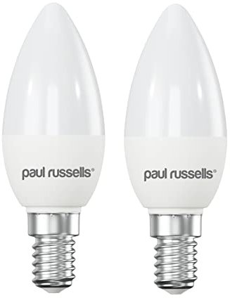 paul russells LED Candle – Small Edison Dimmable Screw Light, 5.5W E14 C37 LED Bulbs, 40w Equivalent, 2700K Warm White, Dimmer SES Energy Saving Ceiling Lightsbulbs, Pack of 2