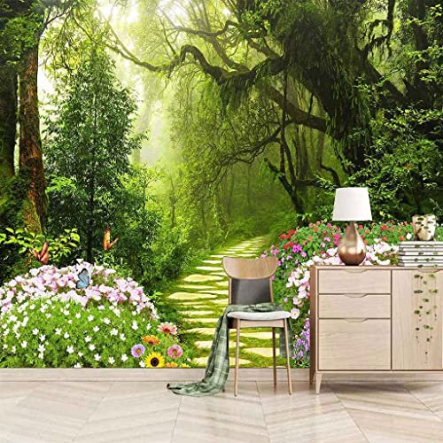 Style Européen 3D Paysage Naturel De La Forêt Verte Photo Peintures Murales Papier Peint Salon Hôtel Luxe Fond Peinture Murale Décor Peler Et Coller Affiches Murales Auto-Adhésif Art 140(L) x70(H) cm