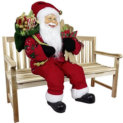 Christmas Paradise Sitzender Weihnachtsmann 45cm Deko-Figur Kantenhocker Santa Nikolaus (Modell Martin)