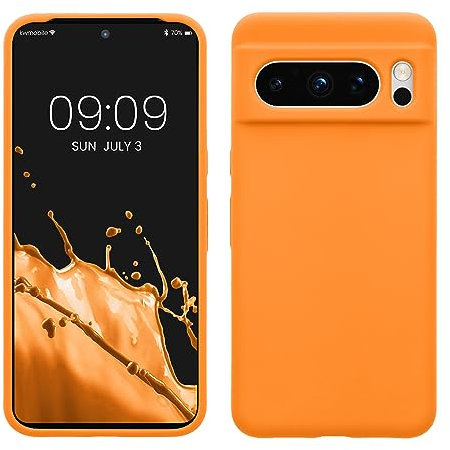 kwmobile Cover per Google Pixel 8 Pro Custodia - Back Case per Smartphone in Silicone TPU - Protezione Gommata - arancia fruttata