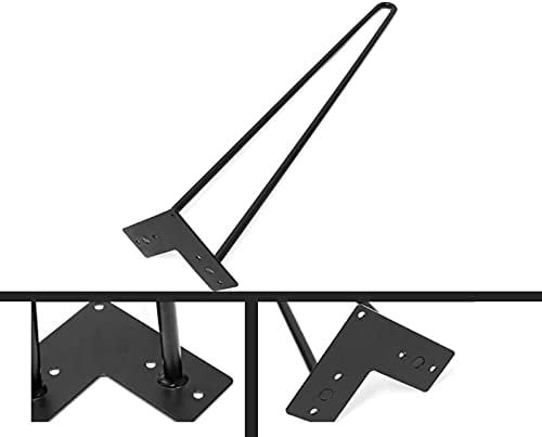 FaIruo 16 Inches (About 40.6 Cm) Heavy Hairpinniture Legs, Wrought Iron Table Legs, Suitable for Bedside Tables, Coffee Tables, Desks, Etc., with Rubber Floor Protectors, 4 Black Iron Wire/Black/28 in