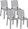 Baroni Home Juego de 4 Sillas de Policarbonato Resistente, Desmontables en 2 Piezas, Asiento Ergonómico con Respaldo Curvo, Humo, 36x81x43 cm