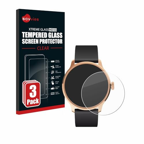 Savvies Panzer Schutz Glas für Withings ScanWatch Light (3 Stück) 9H Hartglas, Anti-Fingerprint, Displayschutz