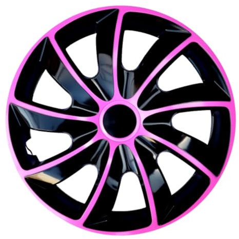 Luckyberg Radkappen 14 Zoll | Radzierblenden 4er-Set für die meisten Automarken und Stahlfelgen, Zierkappen in vielen Farben. Felgenabdeckung für Autofelgen. (14 - ROSA/SCHWARZ)