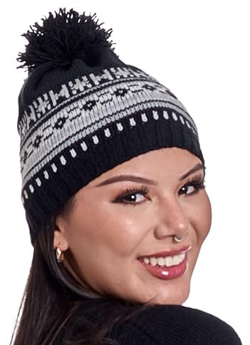 INTI ALPACA Weihnachten Alpaka Beanie Mütze für Damen Outdoor und Indoor Schwarz Hut, Grau, Einheitsgröße