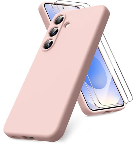 Vansdon Cover Compatibile con Samsung Galaxy S25, 2 Pellicola Protettiva in Vetro Temperato, Gomma Gel di Silicone Liquida Antiurto Custodia - Rosa