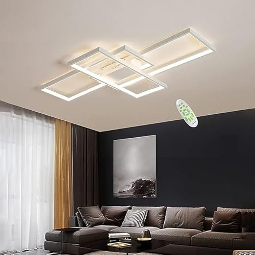 SXLXQM Deckenlampe Schwarz Dimmbar LED Deckenleuchte Rechteckig Wohnzimmerlampe 60W Geometrisch Wandlampe Multifunktional Deckenbeleuchtung für Schlafzimmer Wohnzimmer Büro