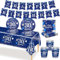 MORAINJAY 70P 30th Birthday Tableware - Navy Blue, 30th Birthday Cups, Plates, Napkins, Tablecloth, Paper Banner - Table Decoration Set for 16 Guests