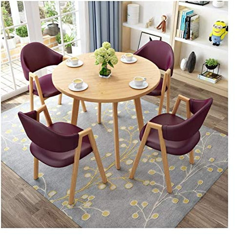 Büro-Konferenzraum-Business-Couchtisch-Set, Empfangstische und Stühle-Kombination, einfacher Büro-Freizeittisch, Zuhause, moderner runder Tisch, Balkon, Wohnzimmer, Esstisch, 80 cm (Farbe: Lila) To