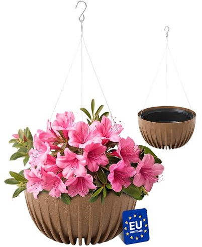 KONZEPT Blumenampel hängend außen und innen in Braun, Blumentopf 30cm Durchmesser, Hängetopf für Pflanzen aus Kunststoff