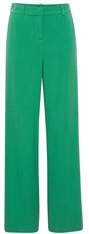b.young BYDanta Damen Hose Stoffhose Weites Bein mit Bundfalten Gürtelschlaufen Eingrifftaschen Stretch Regular Fit, Größe:40, Farbe:Foliage Green (186018)