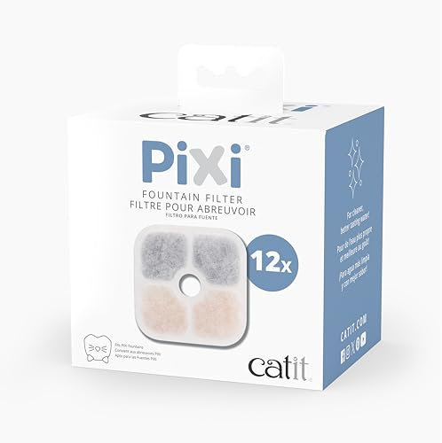 Catit PIXI Lot de 12 cartouches de rechange pour fontaine à eau, filtres officiels Catit
