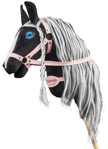 PONNIE Steckenpferd Ponnie Barock Pinto A4 rosa, Hobby Horse, Pferde Spielzeug für Kinder, mit handgemalten Augen, hergestellt in Einer geschützten Werkstatt Size S